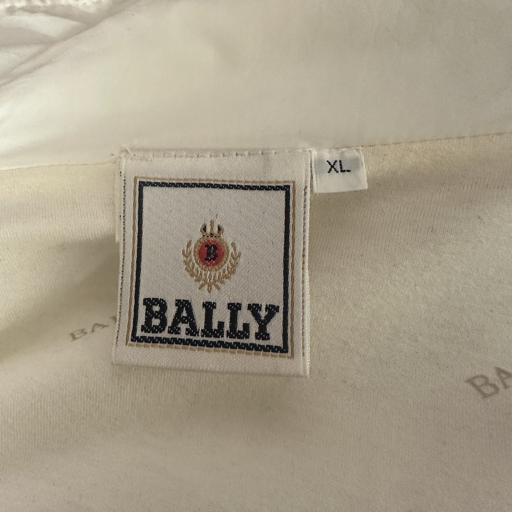 Bally Vtg Full Zip Jacket Windbreaker Womens Sz XL Ivory Soft Cotton Logo Lining - Picture 9 of 14